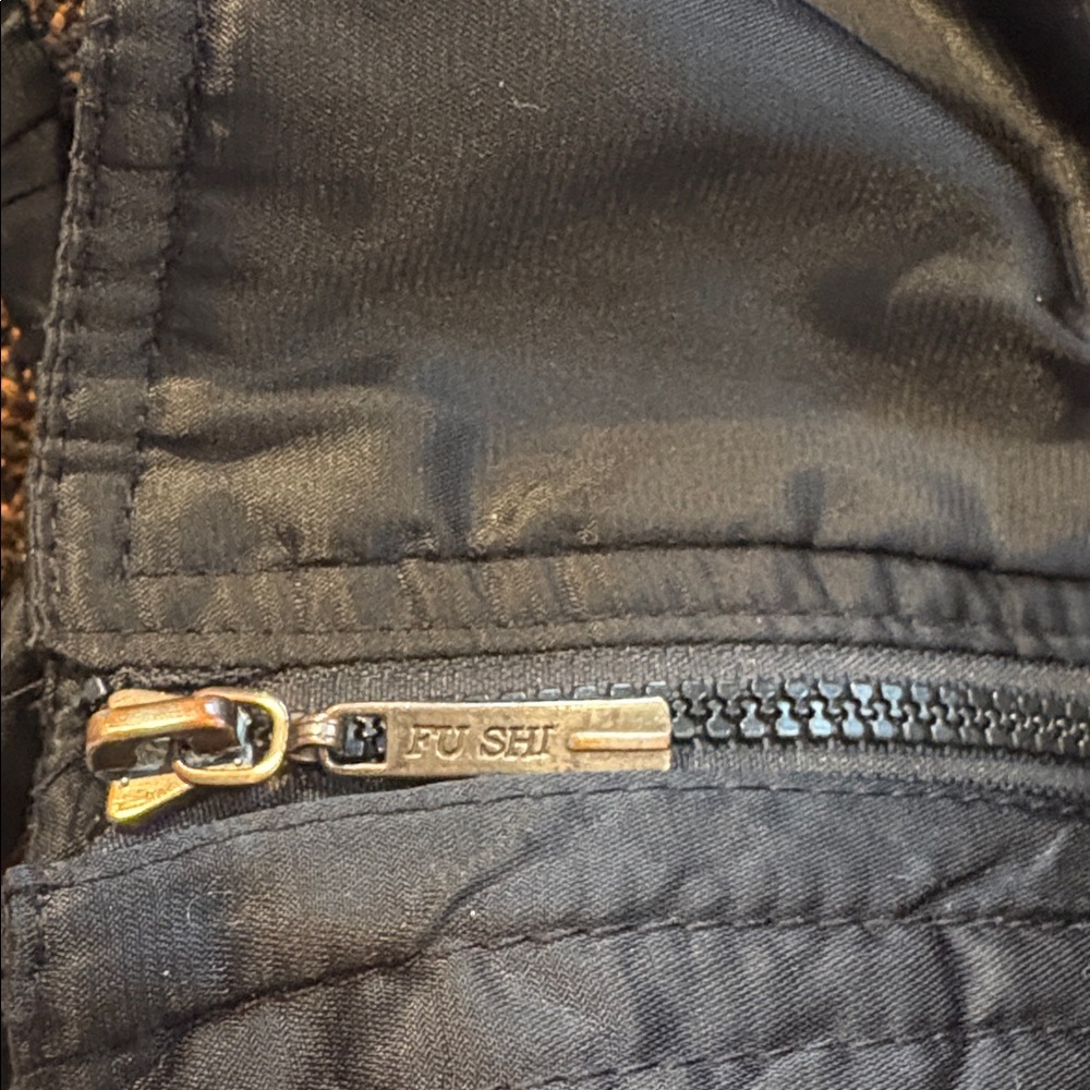 Fu Shi black nylon jacket with brown woven trim S - Picture 10 of 10